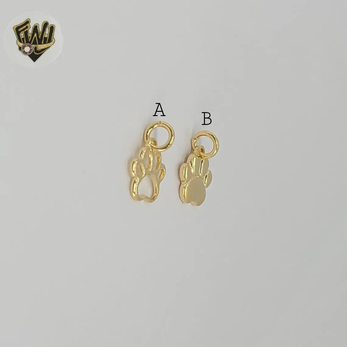 (1-2014) Gold Laminate - Tiny Dog Paw Pendants - BGF