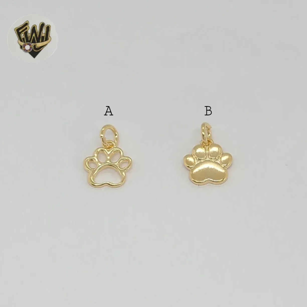 (1-2014) Gold Laminate - Tiny Dog Paw Pendants - BGF