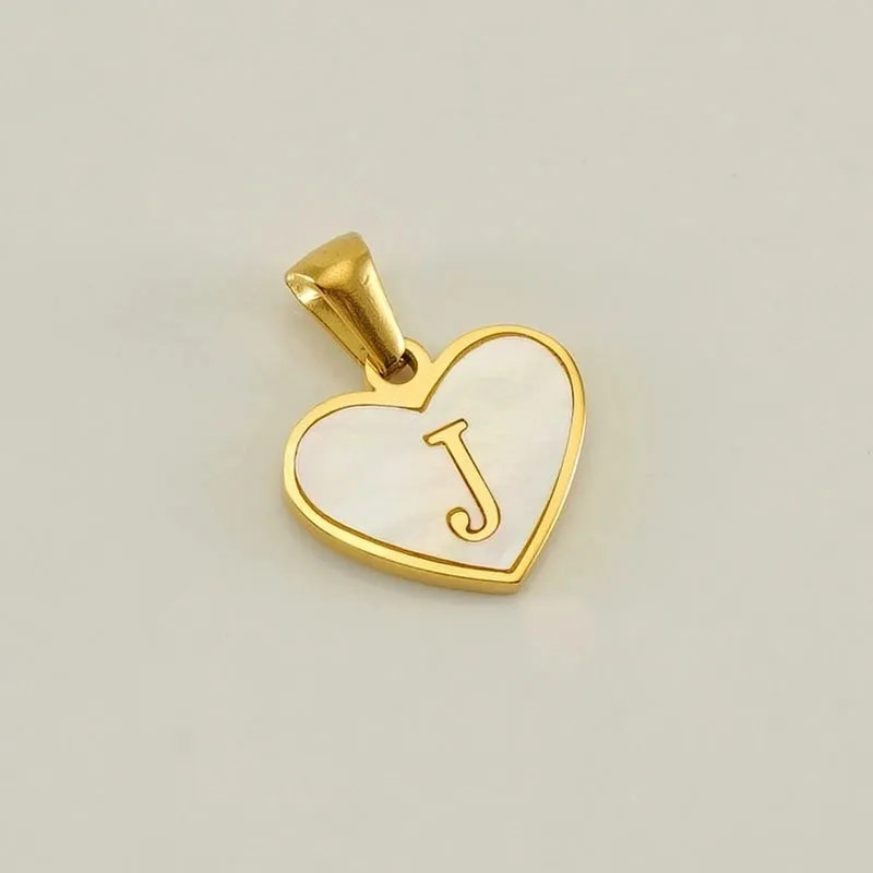 1 Piece 13*16mm Stainless Steel Shell Letter Heart Shape Polished Pendant