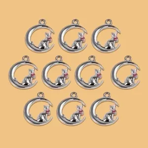 1 Piece Cute Simple Style Moon Cat Alloy Plating Inlay Pendant Jewelry Accessories