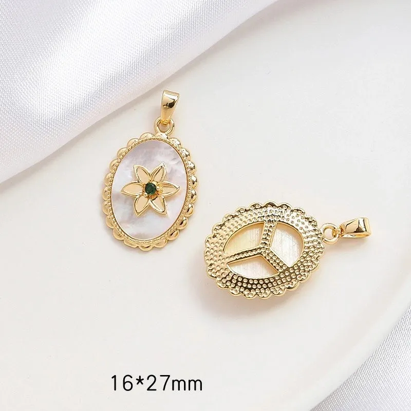 1 Piece Simple Style Geometric Flower Copper Inlay Pendant Jewelry Accessories