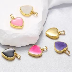 1 Piece Simple Style Heart Shape Brass Enamel Plating 18k Gold Plated Pendants