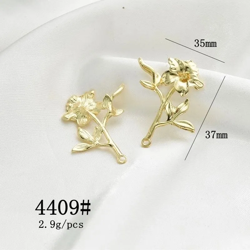 10 Pcs/package Simple Style Leaves Flower Alloy Enamel Plating Pendant Jewelry Accessories