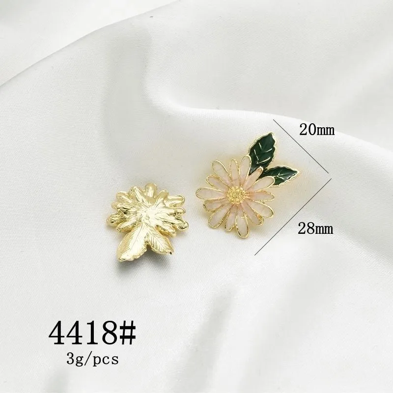 10 Pcs/package Simple Style Leaves Flower Alloy Enamel Plating Pendant Jewelry Accessories