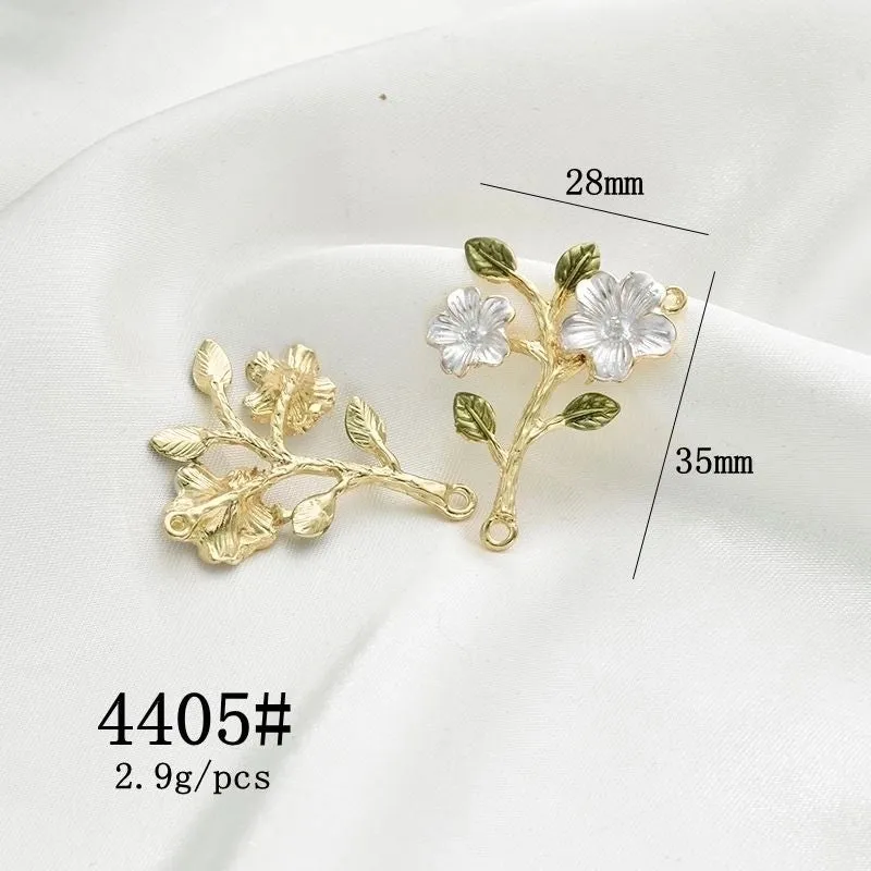 10 Pcs/package Simple Style Leaves Flower Alloy Enamel Plating Pendant Jewelry Accessories