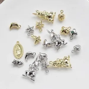 10 Pcs/package Simple Style Star Heart Shape Butterfly Alloy Plating Inlay Pendant Jewelry Accessories