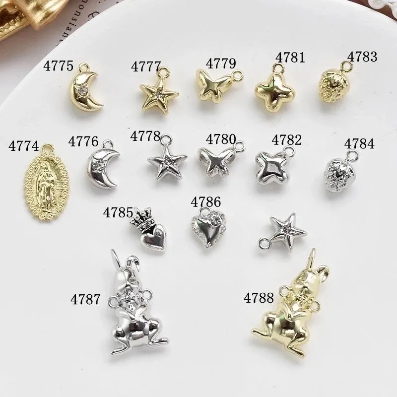 10 Pcs/package Simple Style Star Heart Shape Butterfly Alloy Plating Inlay Pendant Jewelry Accessories