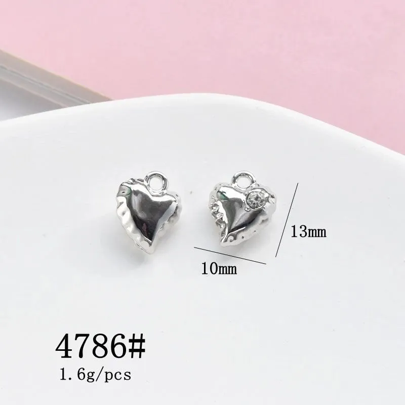 10 Pcs/package Simple Style Star Heart Shape Butterfly Alloy Plating Inlay Pendant Jewelry Accessories