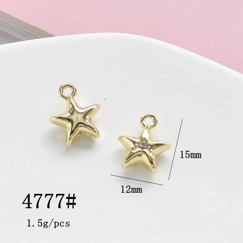 10 Pcs/package Simple Style Star Heart Shape Butterfly Alloy Plating Inlay Pendant Jewelry Accessories