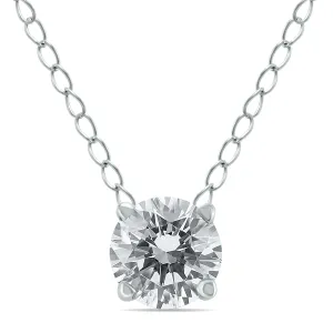 1/2 Carat Floating Round Diamond Solitaire Necklace in 14K White Gold