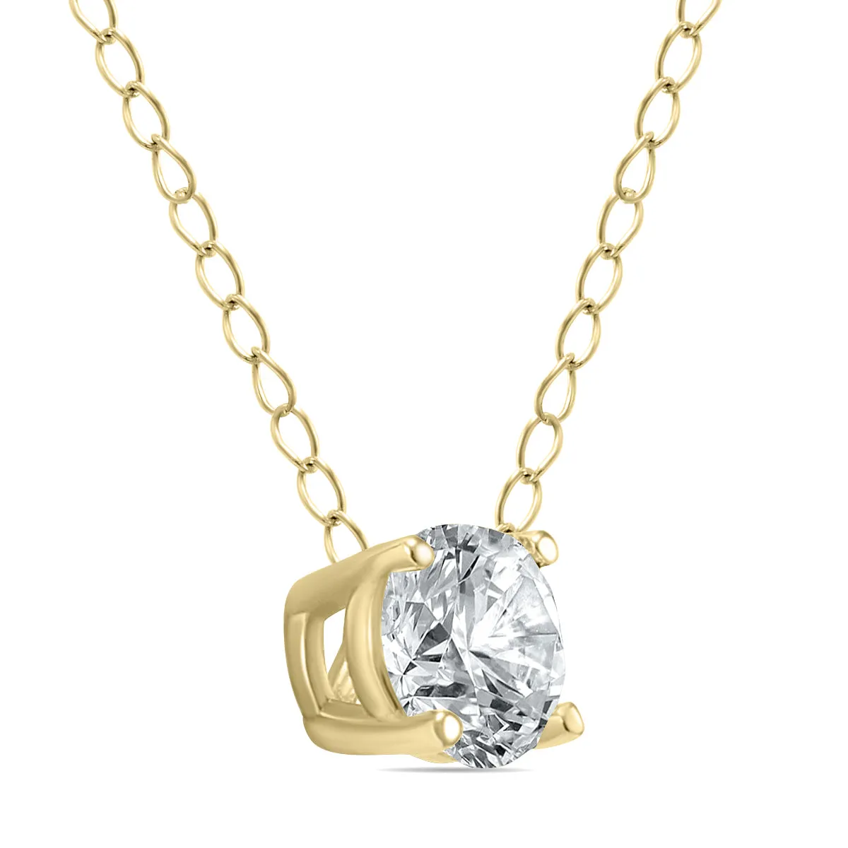 1/3 Carat Floating Round Diamond Solitaire Necklace In 14K Yellow Gold