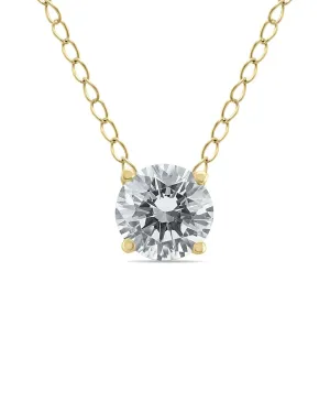 1/4 Carat Floating Round Diamond Solitaire Necklace In 14K Yellow Gold