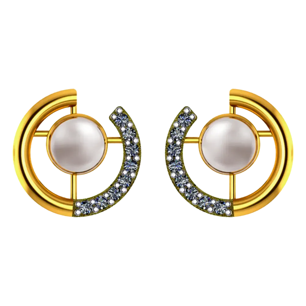 14k Gold Earrings With Pearl And Stone Detailing