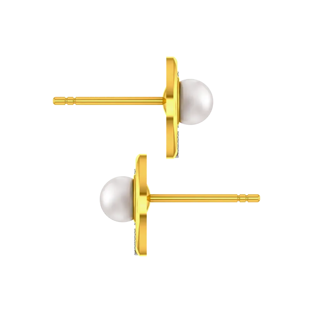 14k Gold Earrings With Pearl And Stone Detailing