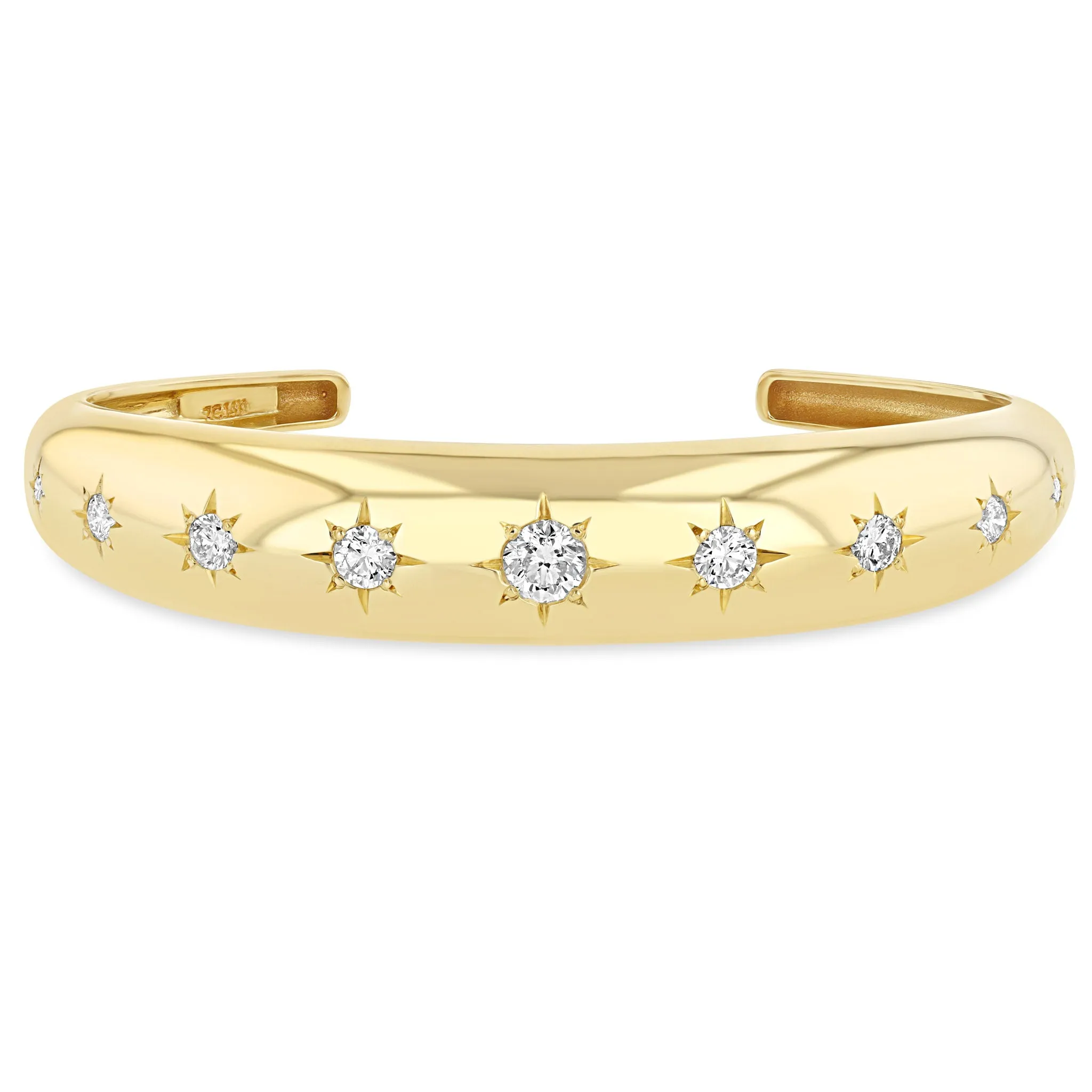 14k Graduating Star Set Diamonds Medium Aura Cuff