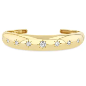 14k Graduating Star Set Diamonds Medium Aura Cuff