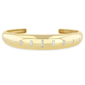 14k Graduating Vertical Baguette Diamonds Medium Aura Cuff