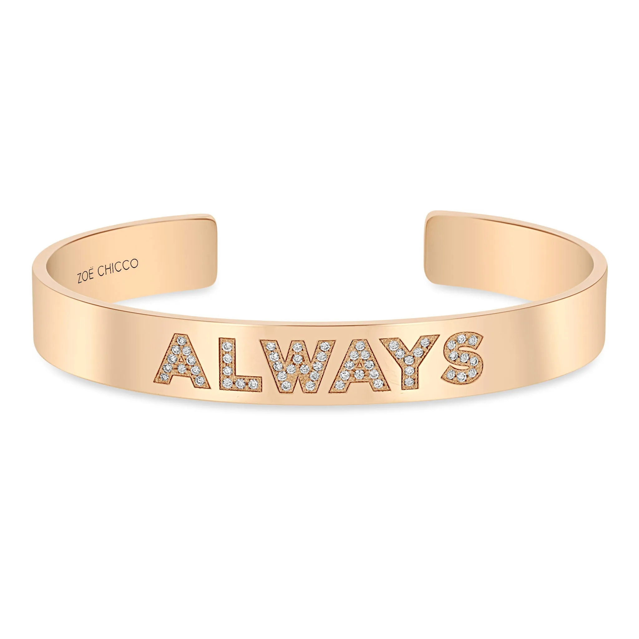 14k Personalized Diamond Letters Wide Cuff Bracelet