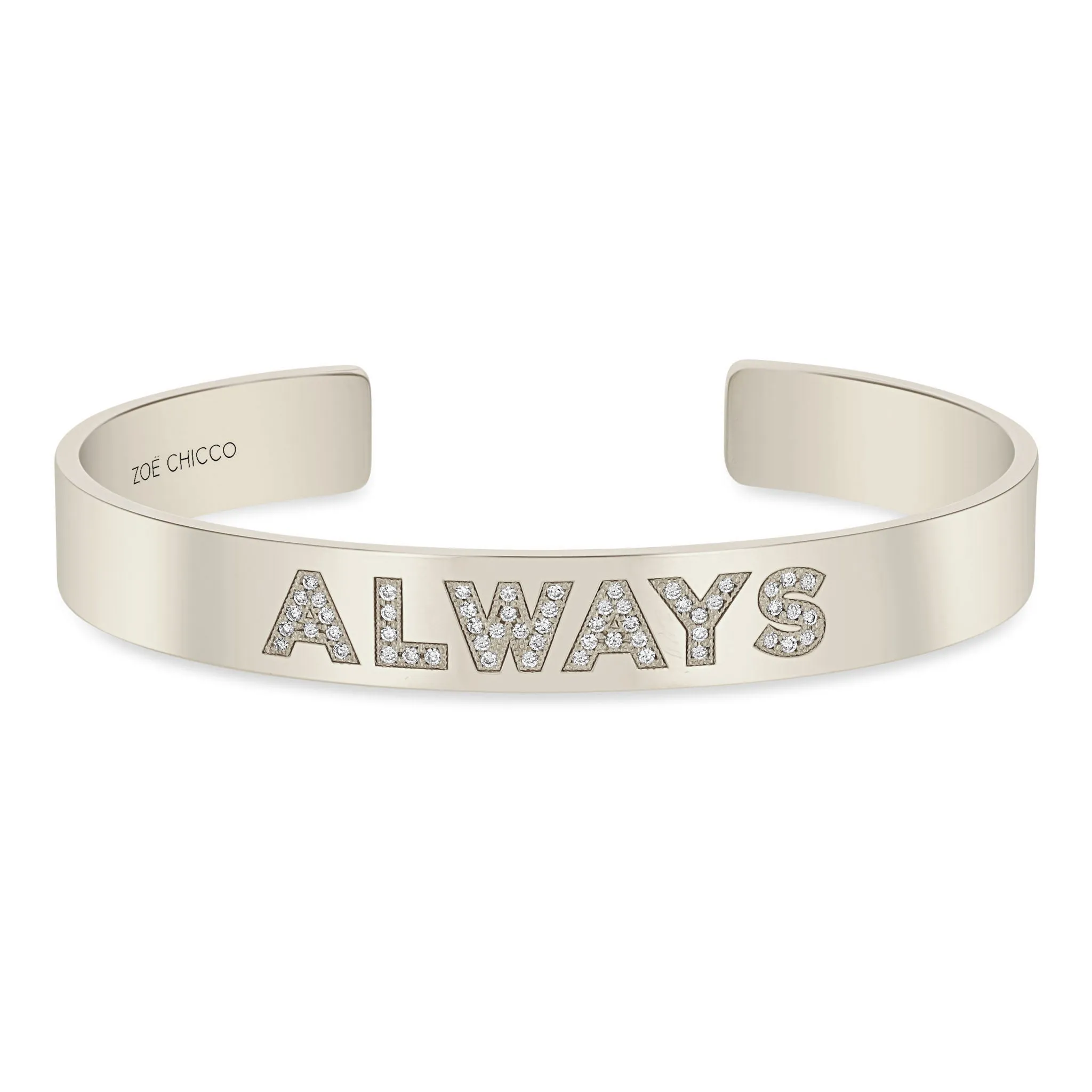 14k Personalized Diamond Letters Wide Cuff Bracelet