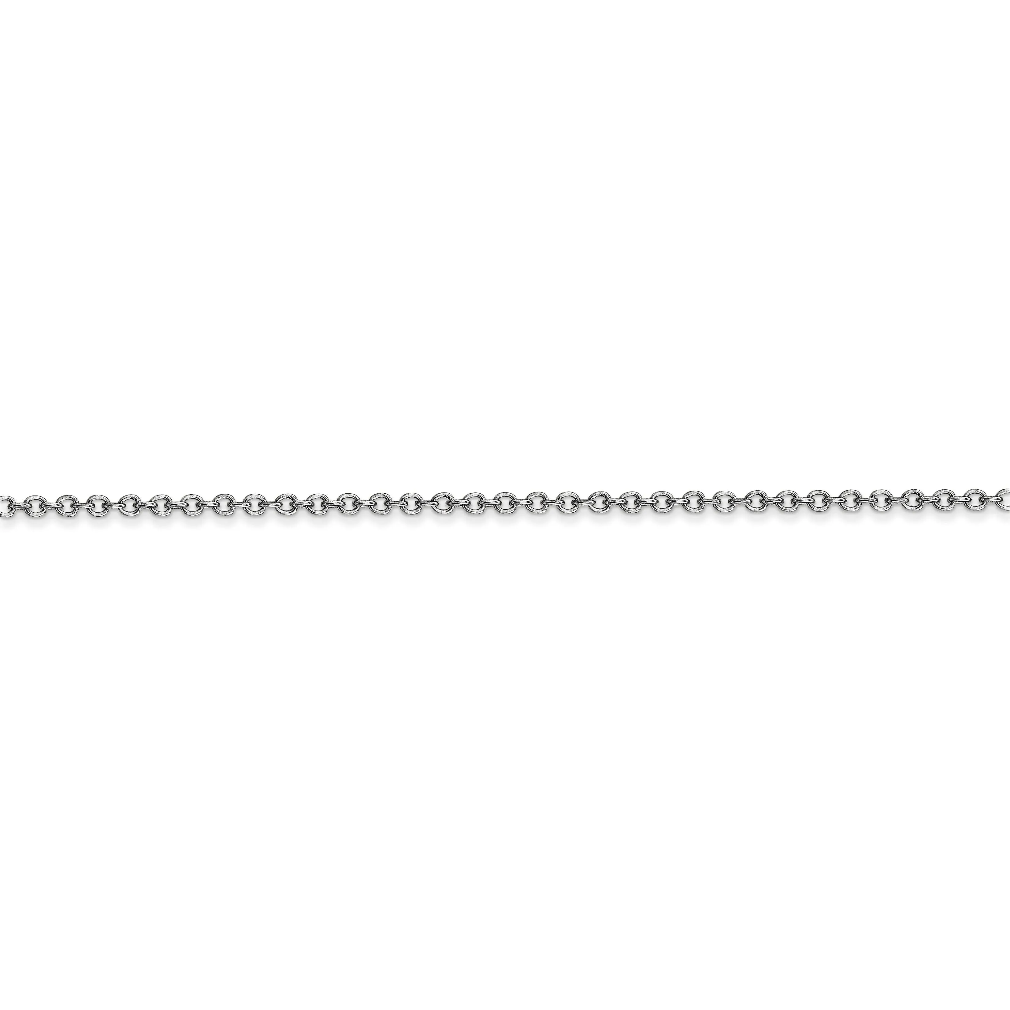 14k White Gold 1.30mm Round Link Cable Chain