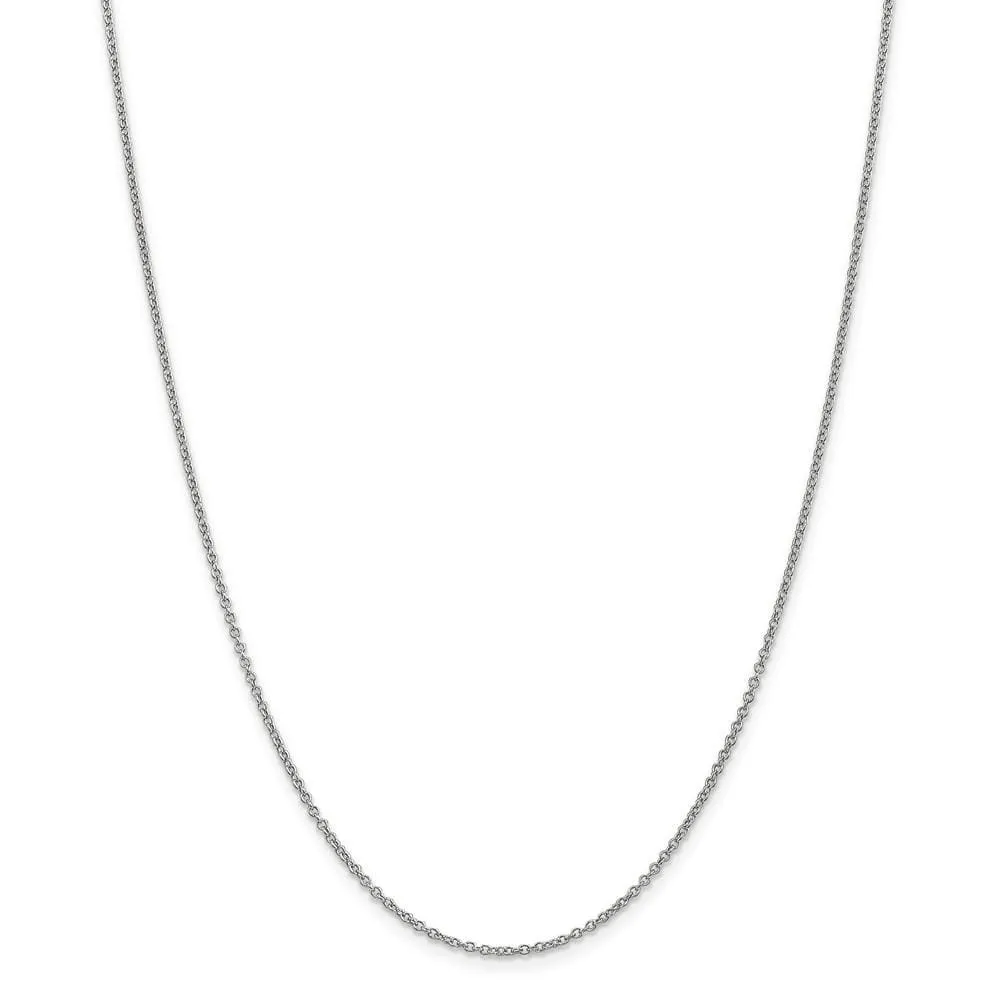 14k White Gold 1.30mm Round Link Cable Chain