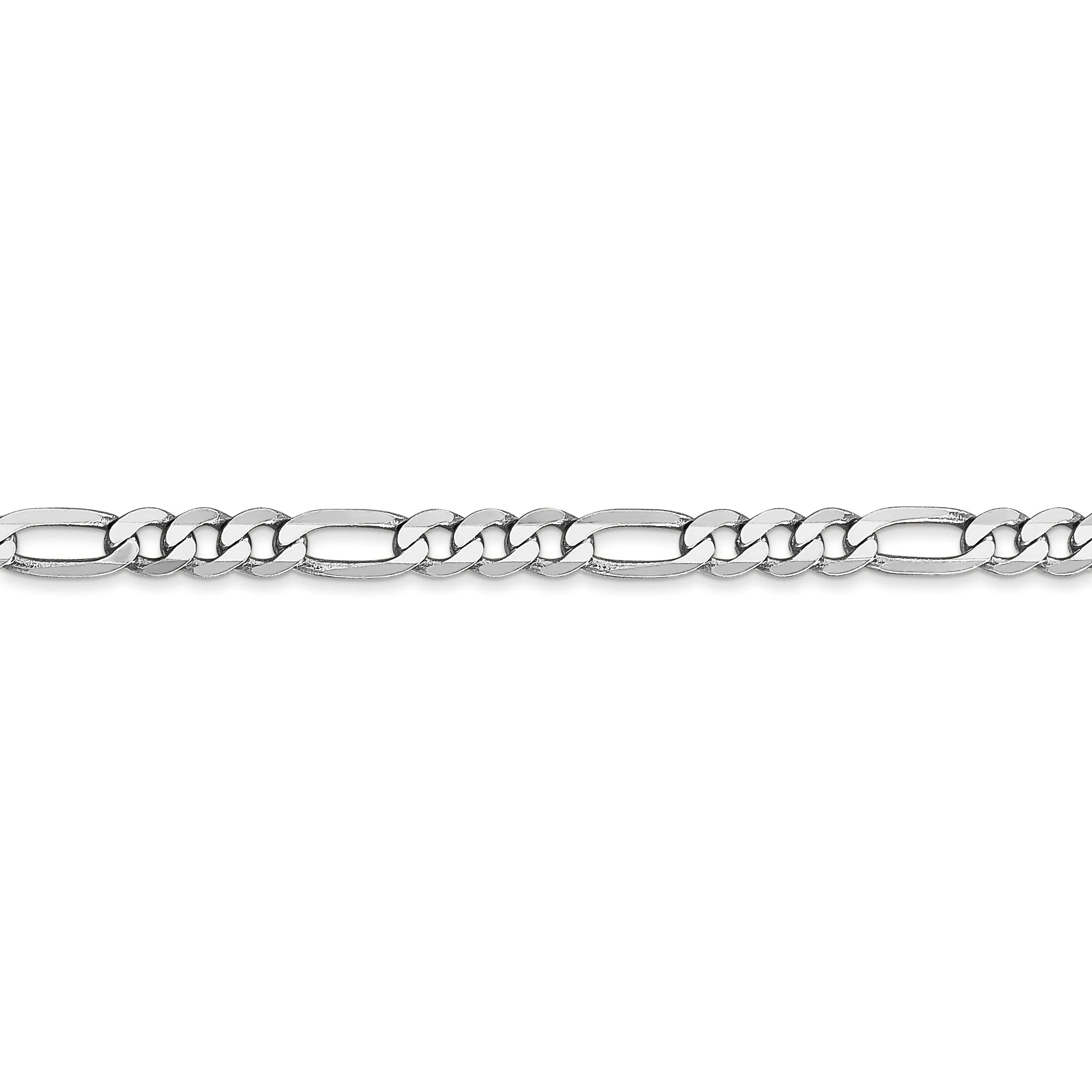 14k White Gold 4.00-mm Flat Solid Figaro Chain