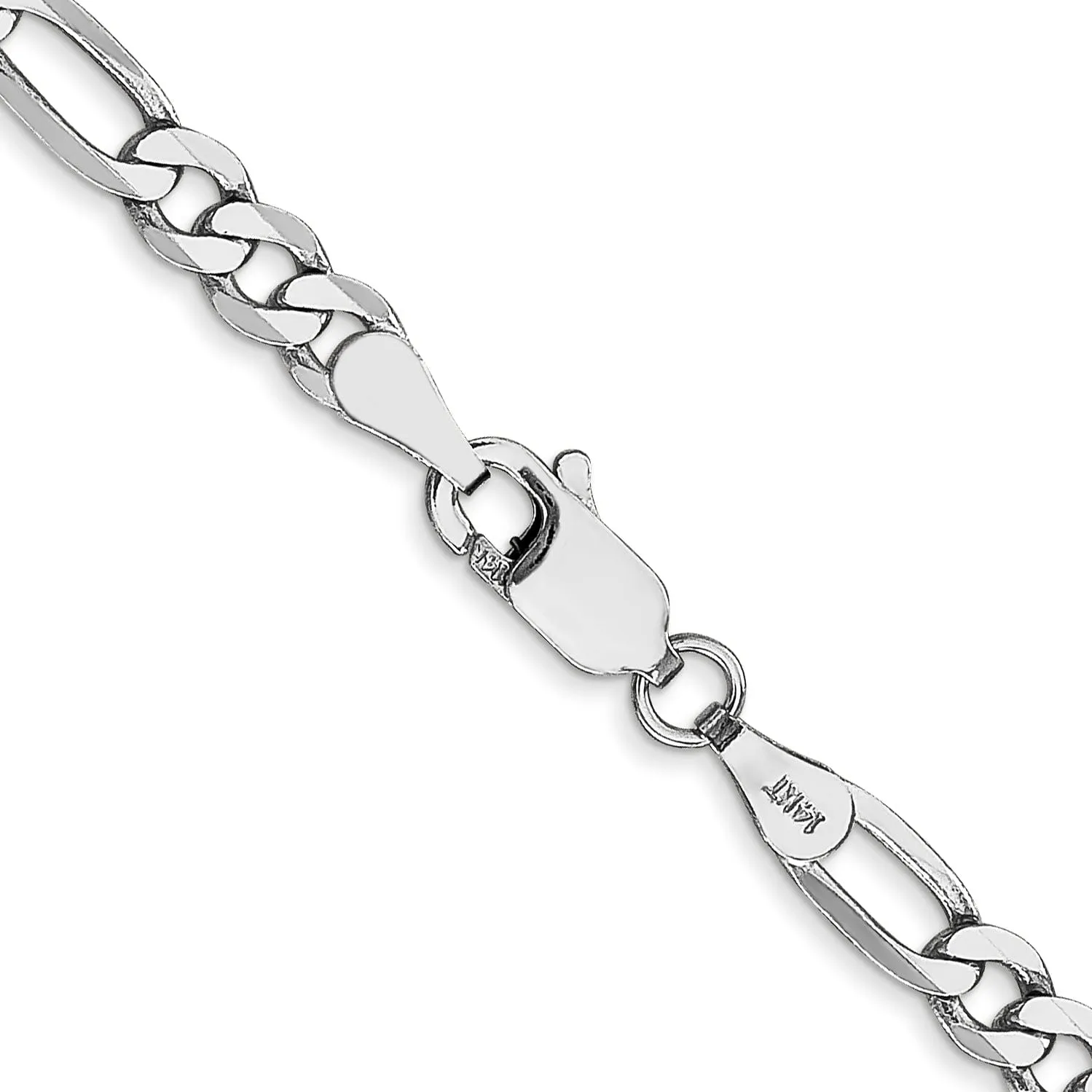 14k White Gold 4.00-mm Flat Solid Figaro Chain