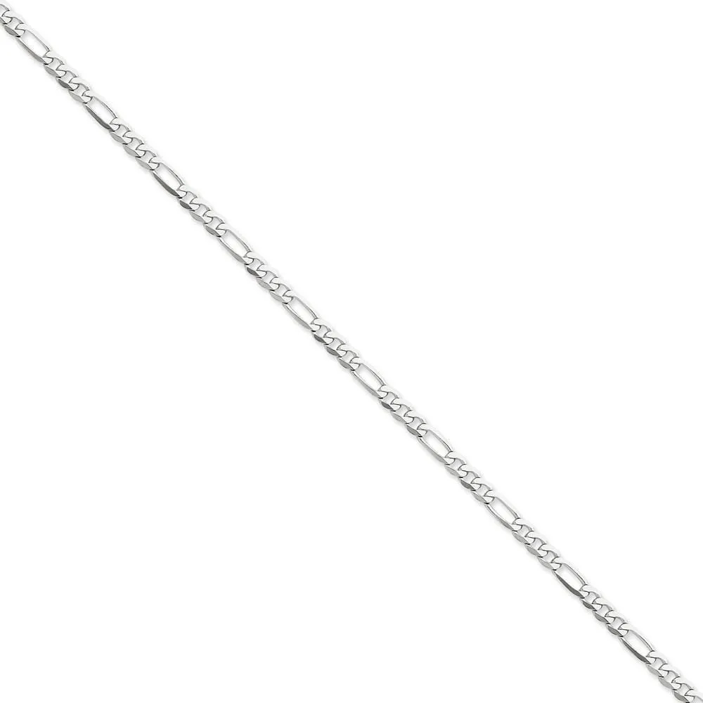 14k White Gold 4.00-mm Flat Solid Figaro Chain