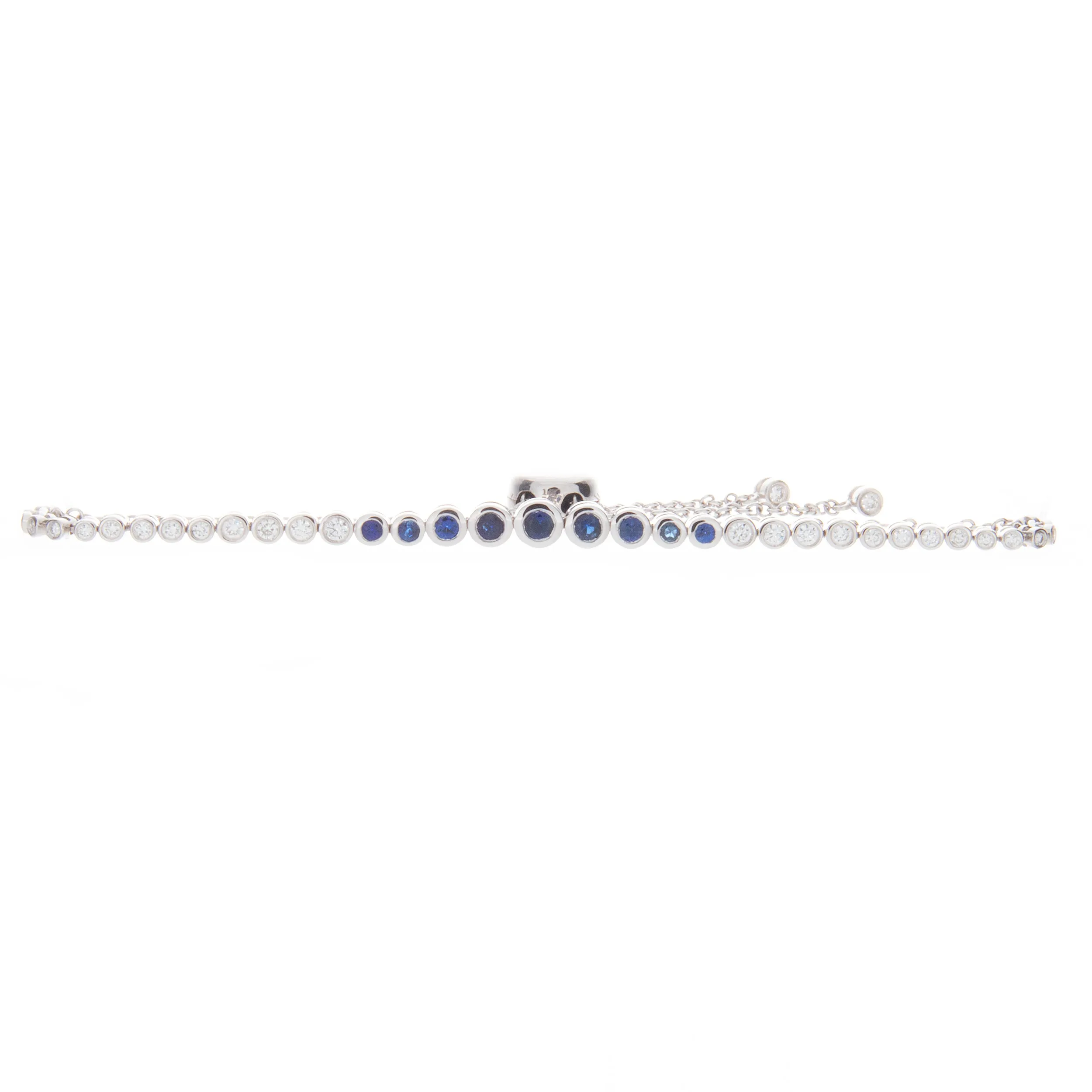 14k White Gold Diamond & Sapphire Bolo Bracelet