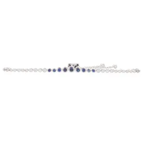 14k White Gold Diamond & Sapphire Bolo Bracelet