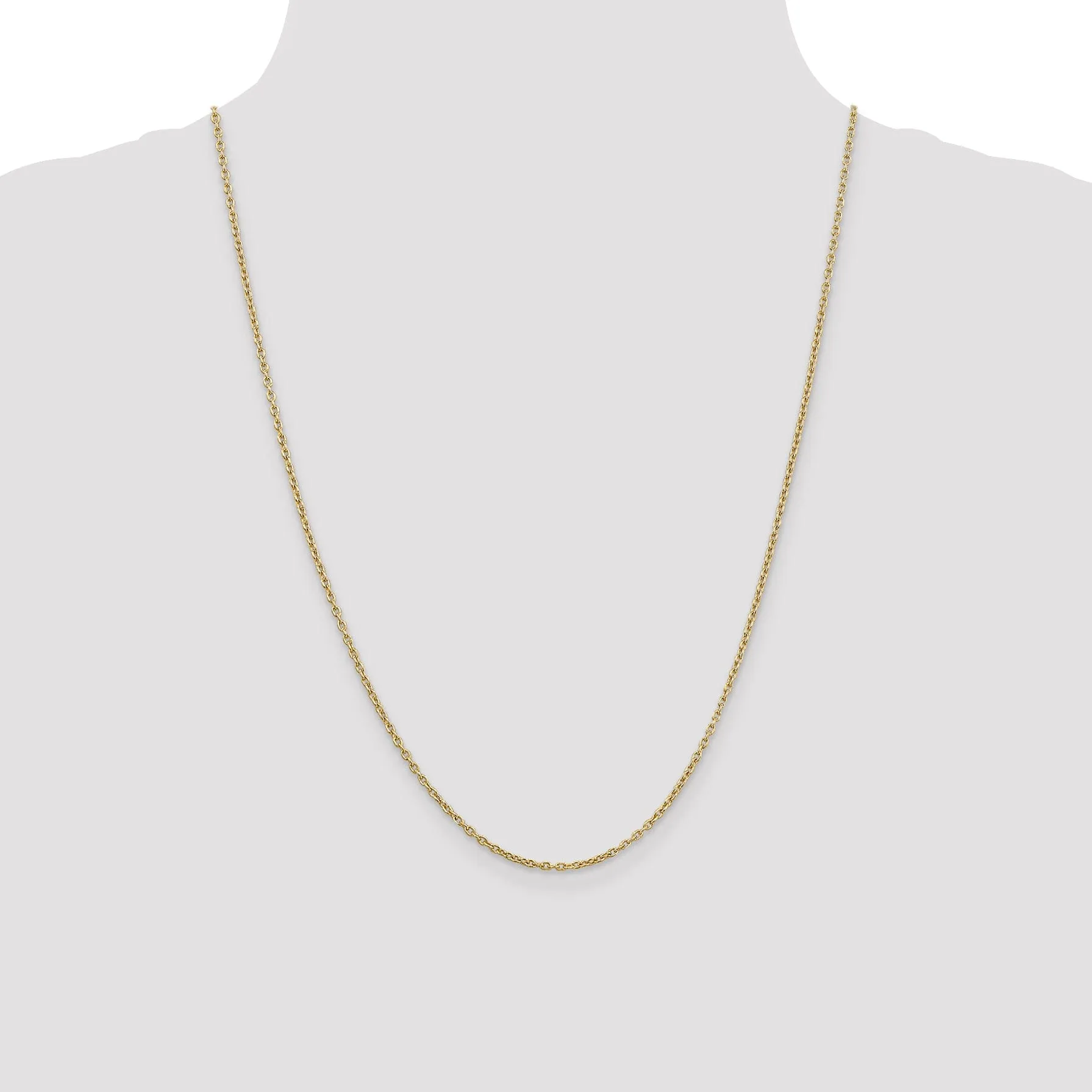 14k Yellow Gold 2.00mm Round Link Cable Chain