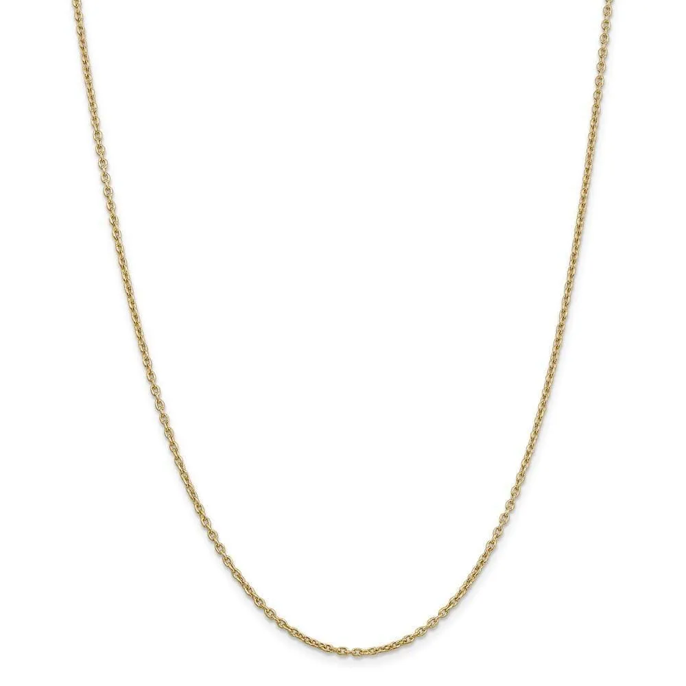 14k Yellow Gold 2.00mm Round Link Cable Chain