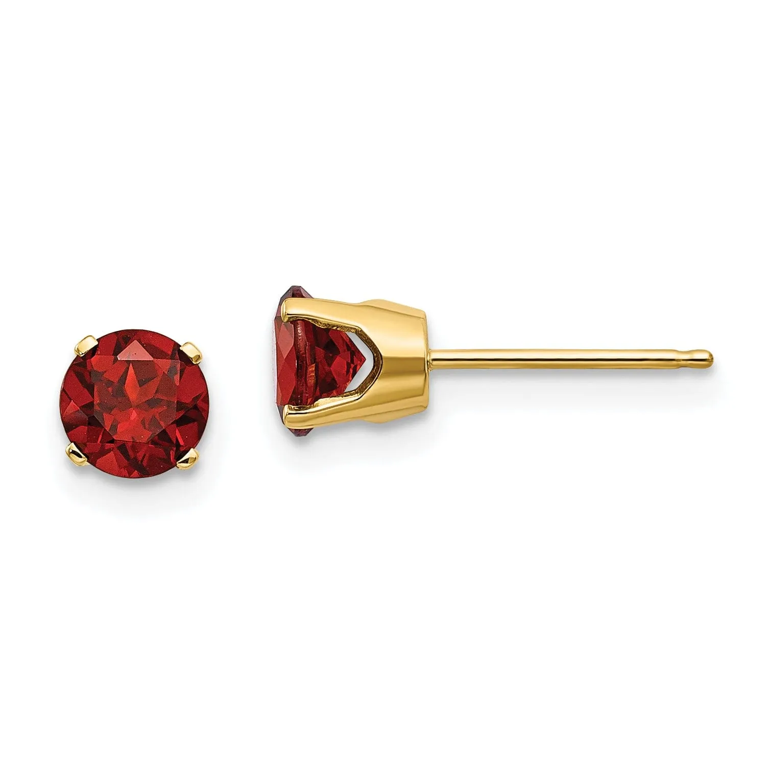 14k Yellow Gold Garnet Birthstone Earrings