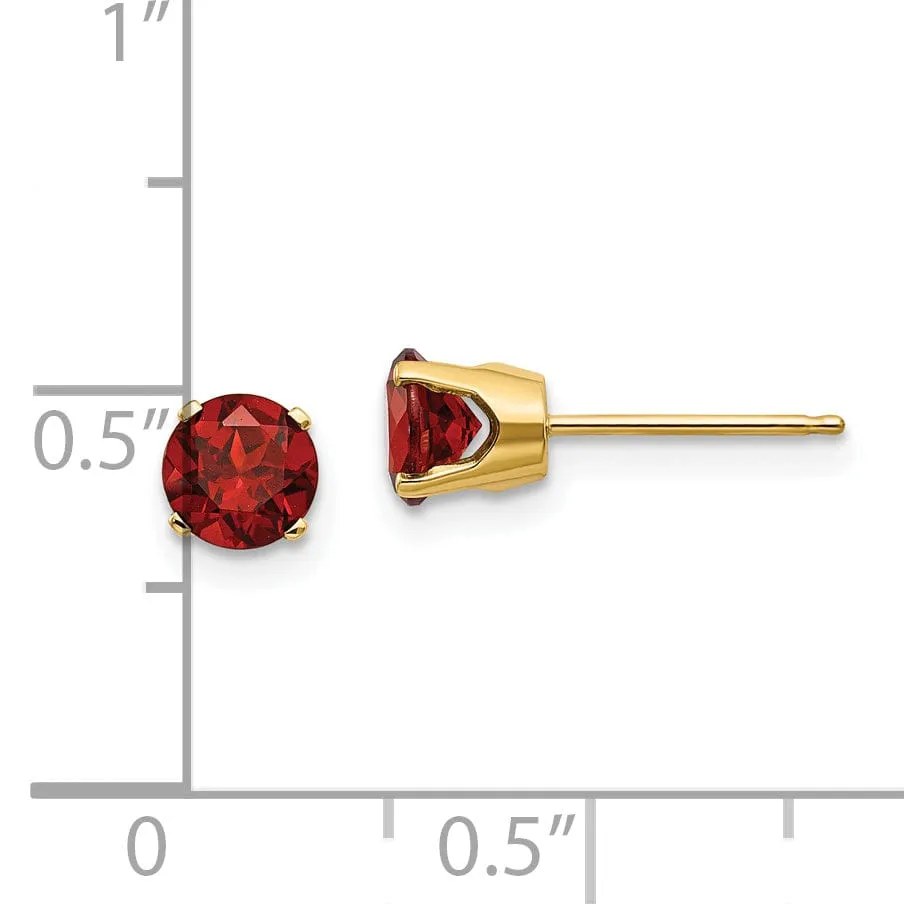 14k Yellow Gold Garnet Birthstone Earrings