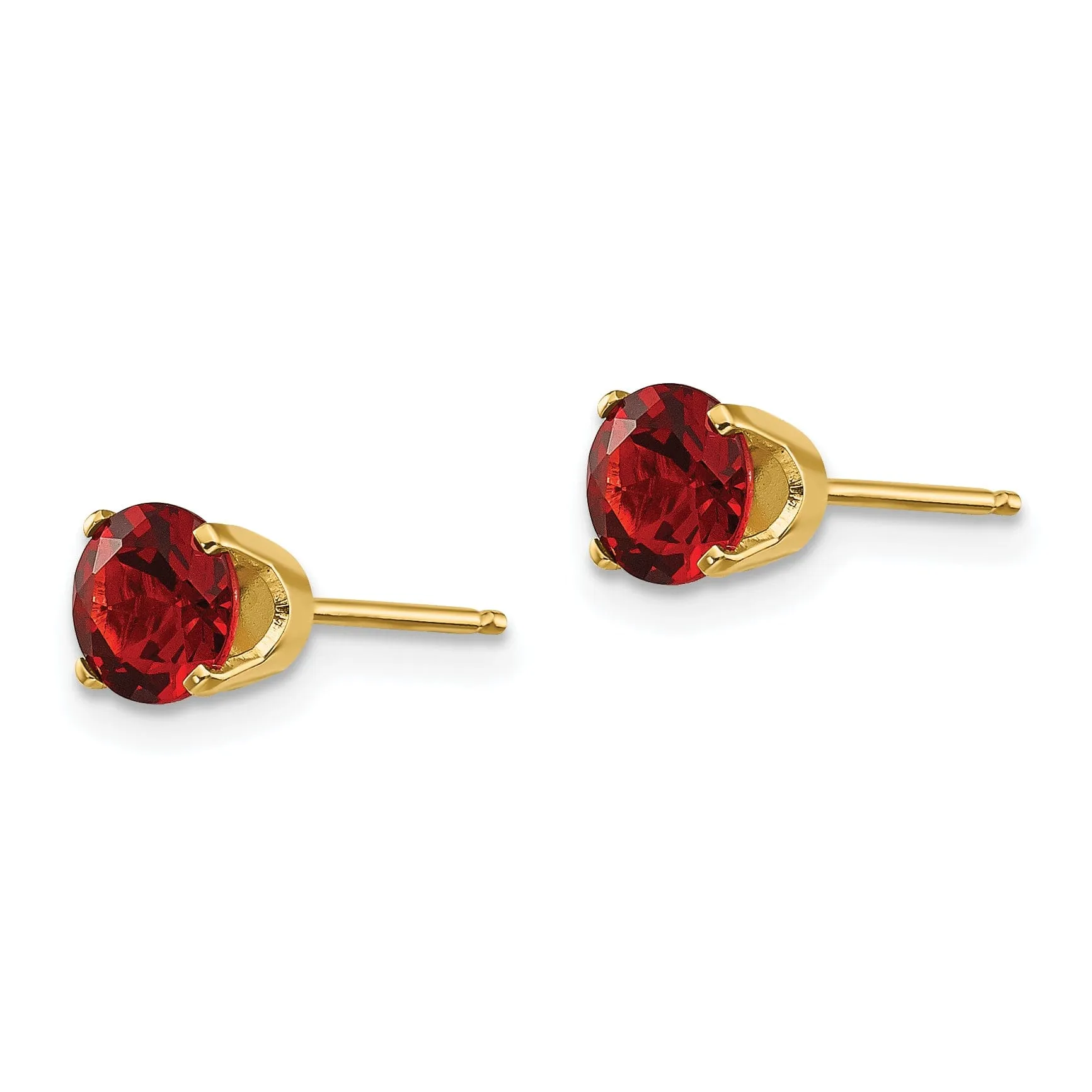 14k Yellow Gold Garnet Birthstone Earrings