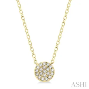 1/8 Ctw Disc Shape Round Cut Diamond Petite Fashion Pendant With Chain in 14K Yellow Gold