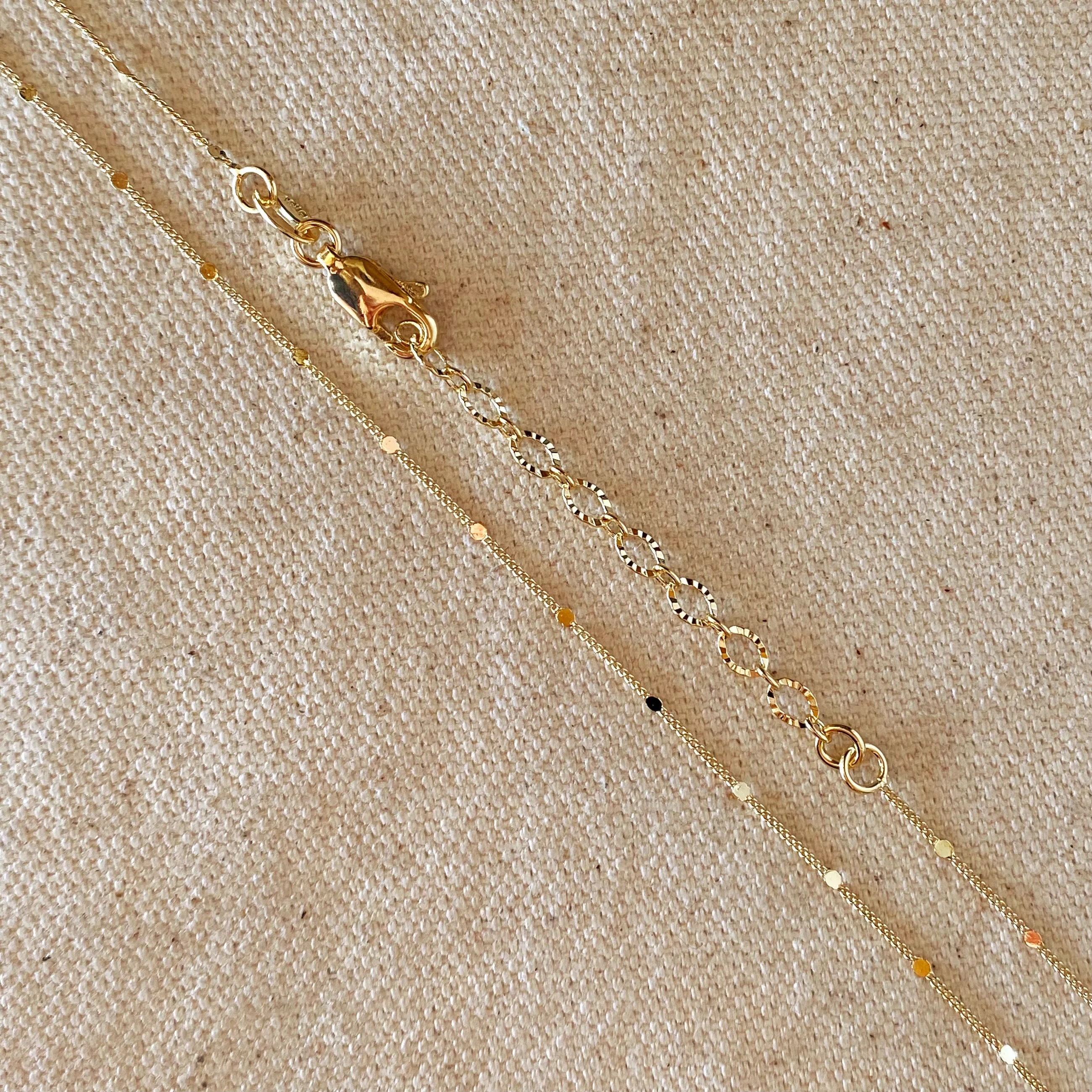 18k Gold Filled 1mm Curb Chain With Pressed Details