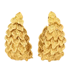 18K Gold Stylized Leaf Earrings