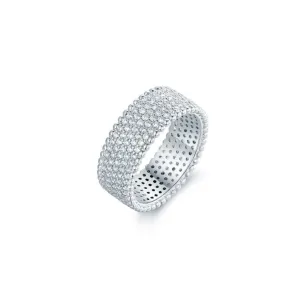 18K White Gold Plated 5 Row Eternity Band Ring