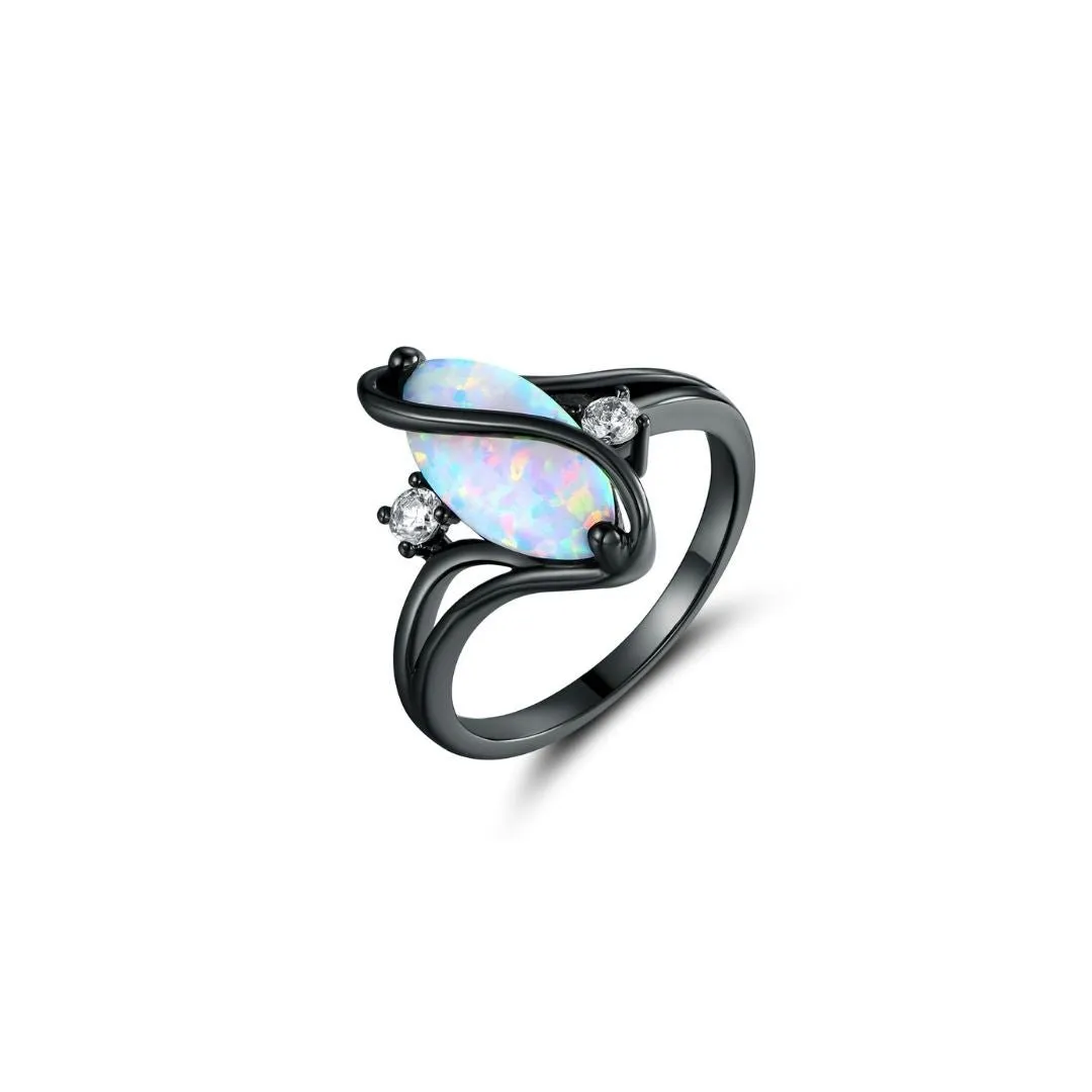 18K White Gold Plated Opal Ring