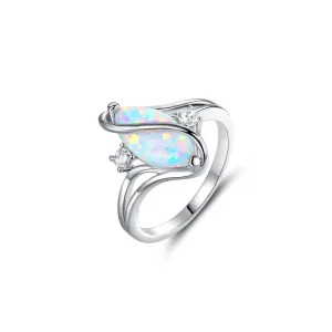 18K White Gold Plated Opal Ring