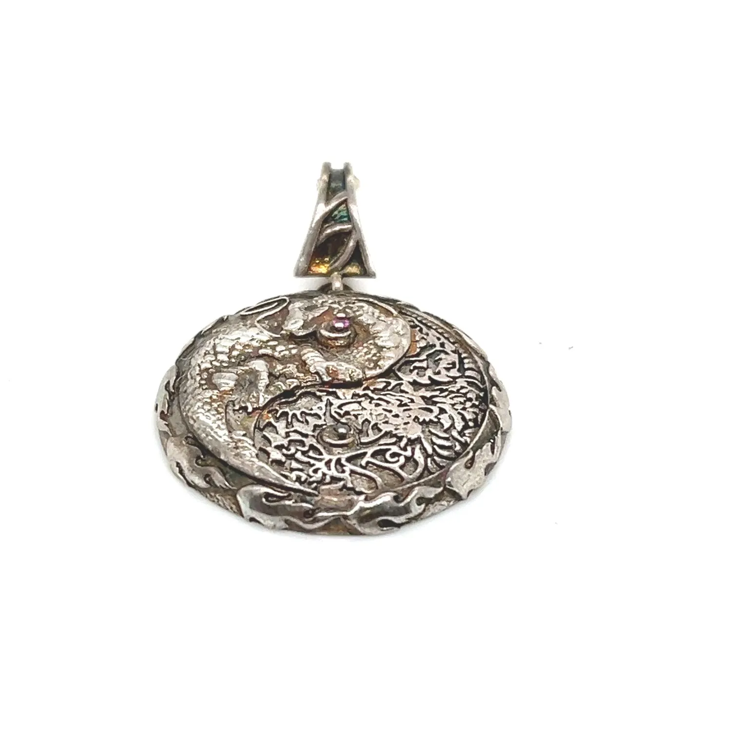 18kt White Gold Large Dragon Yin Yang