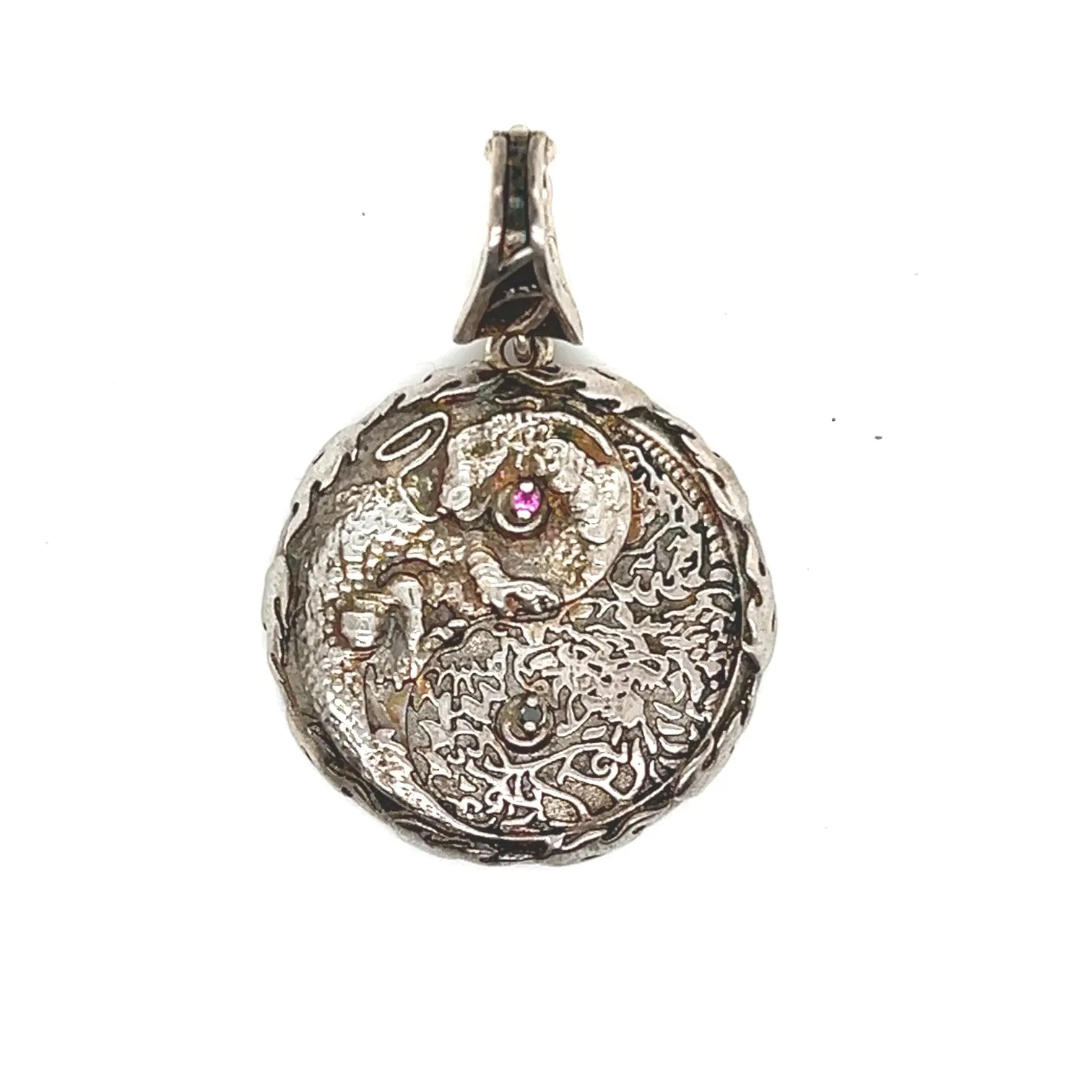 18kt White Gold Large Dragon Yin Yang