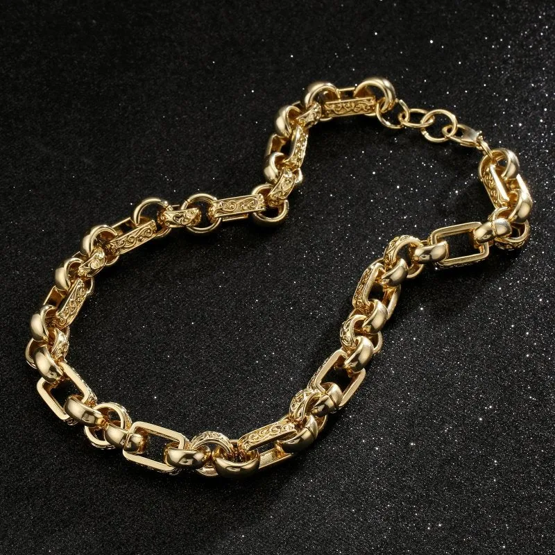 18mm Gold Ornate Gypsy Link Belcher Chain 24 Inch