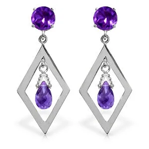 2.4 Carat 14K Solid White Gold Chandelier Earrings Amethyst