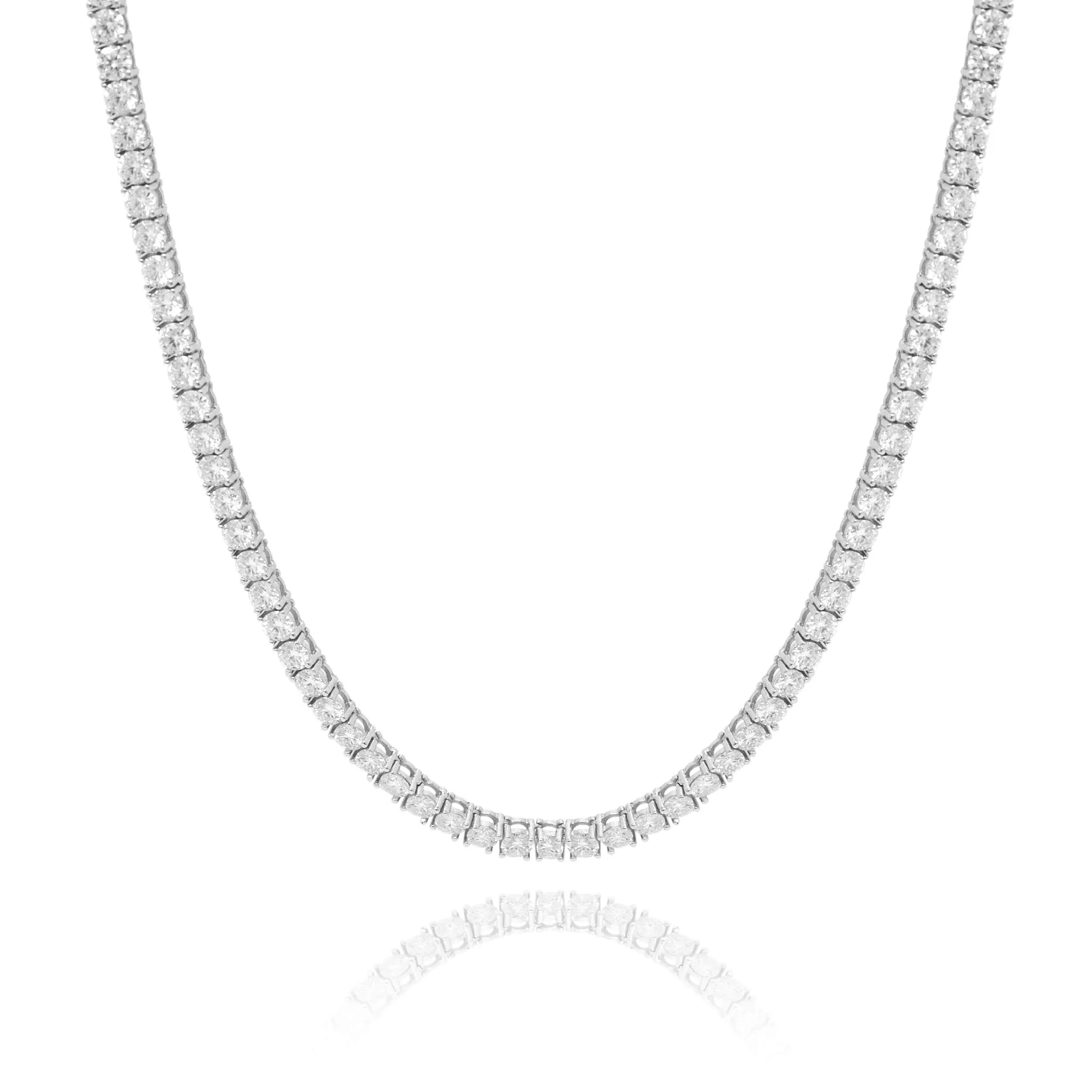 2mm 14k White Gold Tennis Chain – 5.89ct Lab Diamonds | Ready to Ship