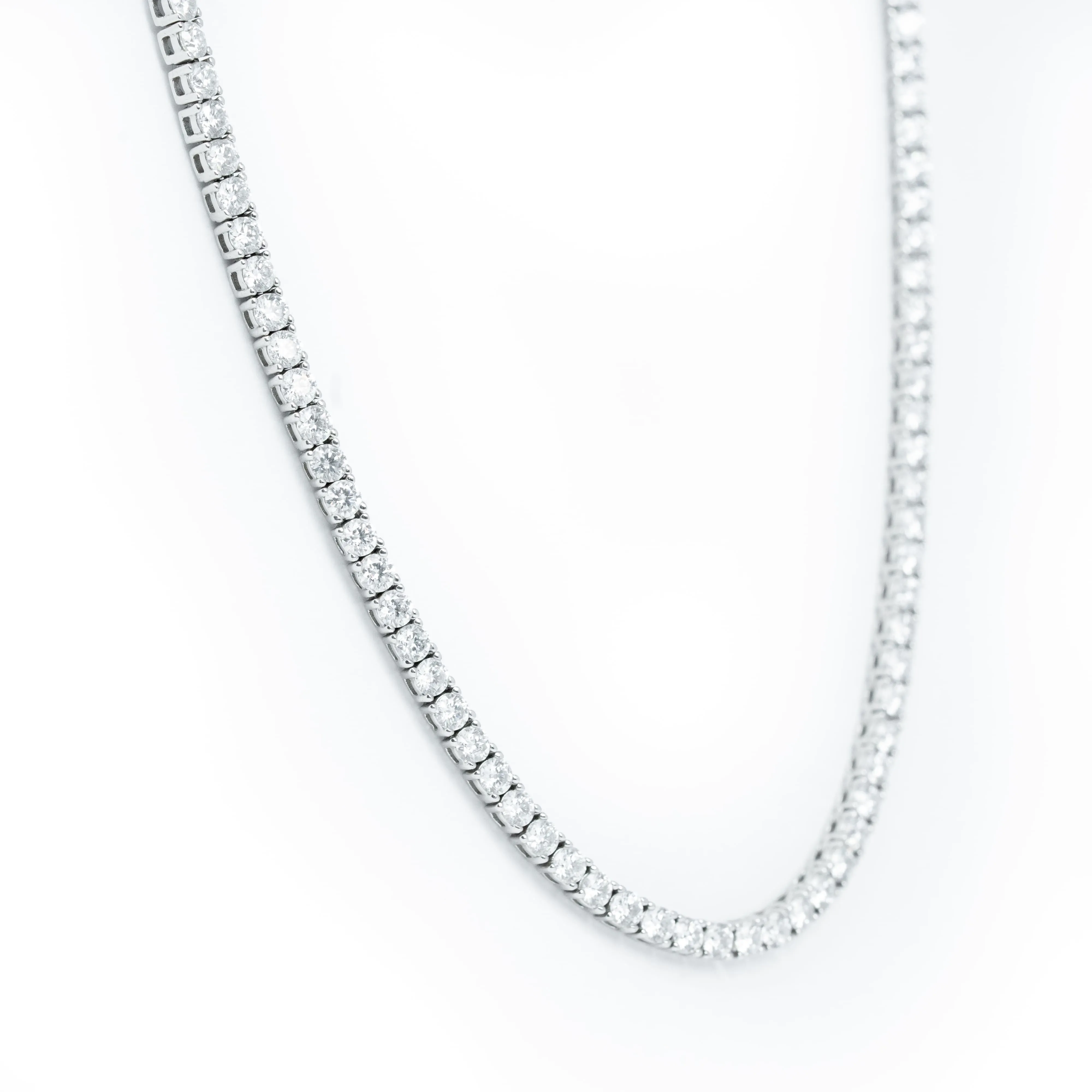 2mm 14k White Gold Tennis Chain – 5.89ct Lab Diamonds | Ready to Ship