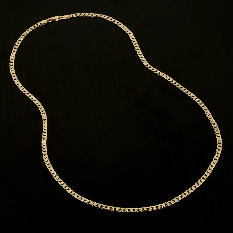 4mm Gold Cuban Curb Chain Classic 16/20/30 Inch