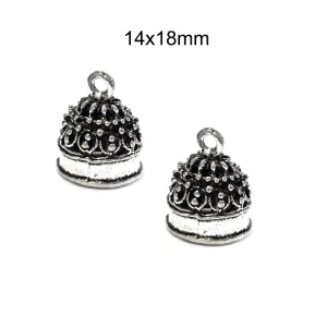 5 Pairs (10 Pcs) Pkg. Oxidized Silver Plated Handmade Jhumka Jhumki Earrings base Jewelry Findings