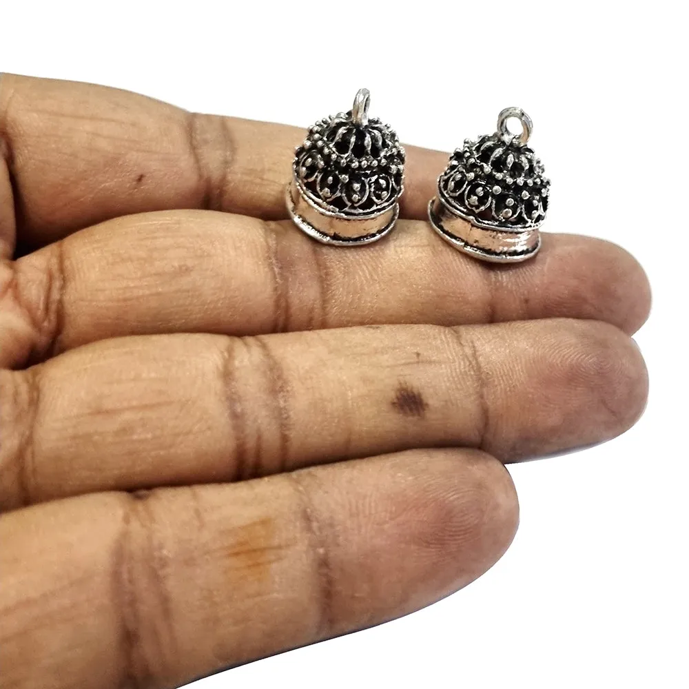 5 Pairs (10 Pcs) Pkg. Oxidized Silver Plated Handmade Jhumka Jhumki Earrings base Jewelry Findings